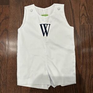 White Kids One Piece with Navy Lettering